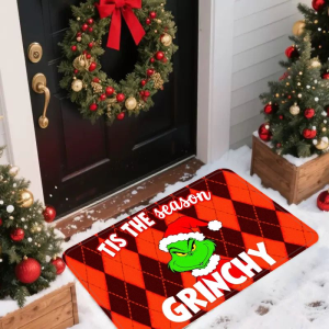 VIKAMA Christmas Green Elf Welcome Doormat Living Room Bedroom Kitchen Comfortable Foot Mat Indoor Outdoor Entrance Doormat