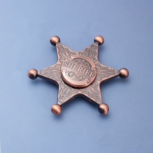 Meade | Hexagonal Sheriff Fidget Spinner EDC Metal Rotating Gyroscope Relieves Pressure and Relieves Stress Toy Rotation Resistance