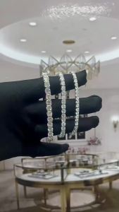TY D VVS1 Moissanite Vòng Tay Tennis S925 Sterling Bạc Mạ Vàng Trắng Nữ Cổ Điển Cắt Tròn Đá Quý Trang Sức
