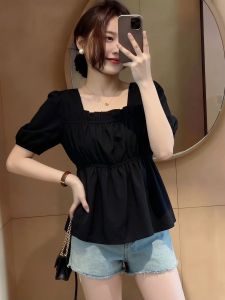 AIYITI | Summer Short Sleeve Square Neck Flattering Blouse for Plus Size