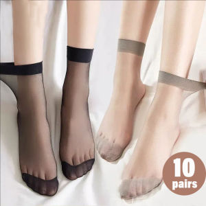 10Pairs Ultrathin Summer Skin Color Transparent Women Crystal Silk Socks Nylon Ladies Female Summer Short Ankle Silk Socks