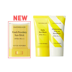 [100% Original] Nature Republic California Aloe Series Fresh Powdery Sun Stick SPF50+ PA++++ 24g | Daily Sun Block SPF50+ PA++++ 57ml | Moisturising Tone Up Sun Block SPF50+ PA++++ 57ml