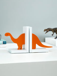 Creative Dinosaur Cartoon Bookends Home Decor Childrens Room Desk Accessories Desktop Document Holder Wooden Material