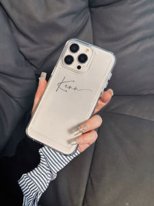 YXUAN Original Couple High-End Metal Handwritten English iPhone Case Space Transparent Electroplated Acrylic Customizable