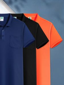 Summer Short Sleeve Polo Shirt Work Uniform Pocket Printed Logo Company Group Men Women T-Shirt Cotton Polyester Blend Standard Fit
