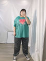 Chubby Girl 100.00kg Summer Heart Short Sleeve T-Shirt Plus Size Loose Oversize Couple Trendy Student Tops Women's Clothing. 
