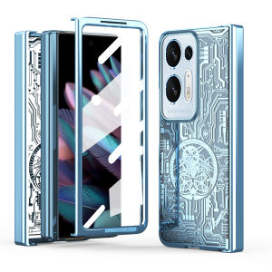 Zeallion Plating Mechanical Patter Phone Case For [Xiaomi Mi Mix Fold 3 ] with Glass Film Screen Protector Hinge Protection Cover Shell