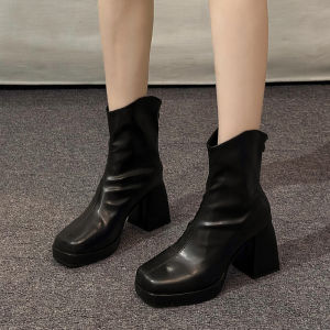 Chunky Heel High Heel Short Boots Children 2024 Fall and Winter New Arrival Small White Skinny Boots French Small Ankle Boots Boots