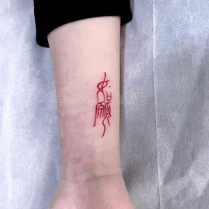 Nhãn Dán Hình Xăm Chữ Trung Quốc Đỏ Bền Màu Chống Thấm Nước Có Thể Giặt Được Cho Nam Và Nữ Họa Tiết Nhỏ Phong Cách Cổ Điển