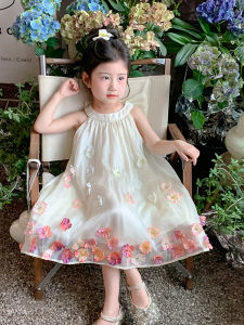 Princess Style Sweet Girls Dress Childrens Summer Clothes Butterfly Knot Polyester Fiber Daily Wear Princess Skirt for Girls