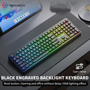 V108 Pro Wired & Wireless Keyboard Bluetooth 2.4G Full Layout RGB Backlit Low Noise for Office Gaming Membrane Keyboard