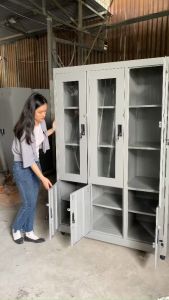 Tủ hồ sơ kính tủ sắt có khóa nhiều ngăn - tủ sắt đựng đồ nhân viên công ty trường học giá rẻ