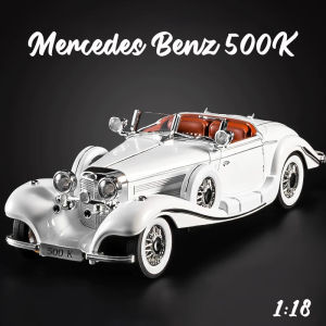 1:18 Scale Benz 500K Retro Alloy Car Model Diecast Car Sound Light Car Lovers Collection Kids Birthday Gift Metal Boys Toys