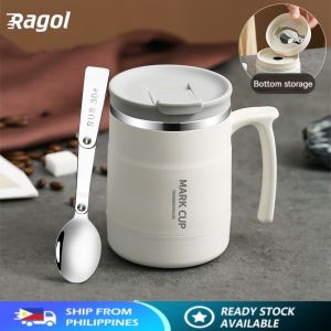 Ragol 500ml 304 Stainless Steel Mug Cup With Spoon Coffe Cup Office Portable Cup Water Cup Milk Cup