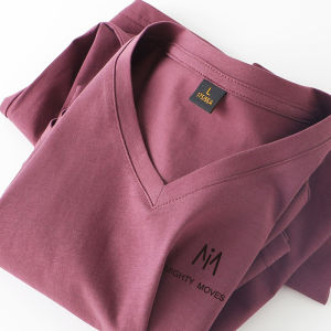 Comfortable Lightweight Cotton Silk Blend Mens Short Sleeve T-Shirt Versatile Casual Underwear Base Shirt Fashionable