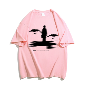 Áo Thun Nam Tay Ngắn Cotton Nguyên Chất Mùa Hè Phong Cách Harajuku Cổ Nhỏ Thời Trang Thường Ngày Thoáng Khí Thoải Mái