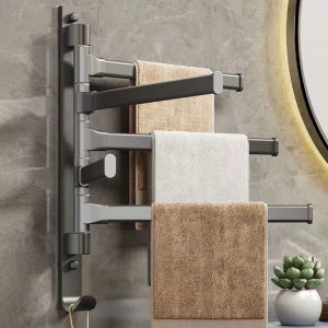 Swivel Towel Rack & Thick 5-Arm Towel Bar: A Rustproof Swing Out Hanger for Your Bathroom & Kitchen