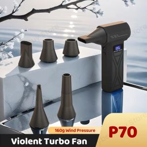 P70 Turbo Fan 160g Wind Pressure Powerful Turbo Air Blower With LED Lights Wireless Dust Blower High Speed Jet Blower Vacuum