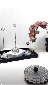 Silver Candle Holder Metal Candlestick Romantic Art Table Decoration For Home Dining  Wedding Photography Props