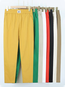 กางเกงขายาวทรงหลวมสบาย ๆ สำหรับคุณแม่ ผ้าไหมน้ำแข็งแห้งเร็ว กางเกงขายาวทรงฮาเร็มบาง ทรงหลวม กางเกงขายาวทรงลำลองไซส์ใหญ่