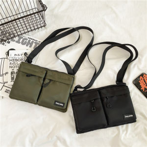 Casual Black Messenger Bag Mens Shoulder Bag Sports Style Small Square Bag Green Cloth Bag for Work Matching Crossbody Bag