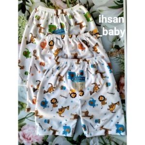 3 pcs celana pendek bayi putih motif ukuran SMLXL
