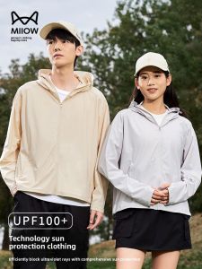 miiow | Cat Woman Ice Silk UV Protection Clothing Summer Thin Outdoor Sports Anti-Ultraviolet Hooded Quick Dry Top For Couples