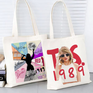 Taylor Swift Fan Large Capacity Canvas Bag Zipper Handbag Commuter Work Student Book Bag Womens Tote Bag Casual Cartoon Print