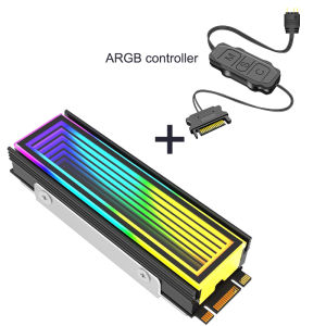 GPUHOLD ARGB AURA Sync Computer 2280 SSD M2 Radiator Aluminum PC RGB M.2 Nvme Cooler Heatsink Solid State Drive Heat Sink Cooler