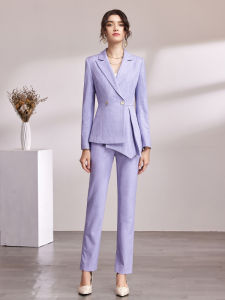 Elegant Purple Suit Womens Jacket 2021 New Style Office Lady President Professional Clothing Personality Commute Style Long Sleeve Slim Fit