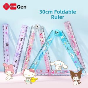 Yizheng High Aesthetic Primary School Stationery 30cm Rotatable Folding Ruler Transparent Durable Rotating Ruler