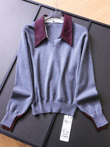 เสื้อสเวตเตอร์ถักแขนยาวคอวีแบบถอดได้สำหรับผู้หญิง เสื้อสเวตเตอร์ถักคอวีแบบสวมหัว สไตล์ลำลอง ใส่ไปทำงานได้ทุกวัน