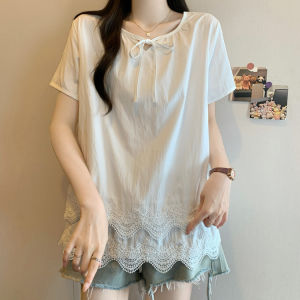 Ruffle Hem Short Sleeve Summer Blouse