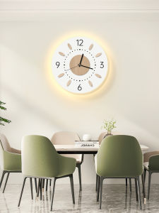 Modern Minimalist round Living Room Dining Table Wall Clock Silent No Drilling Required Creative Lighting Home Decor Clock