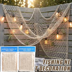 Mediterranean-Style Fishing Net Coarse-Threaded Cotton Linen Rope Shell Net Creative Photo Display Net Background Walls Decoration