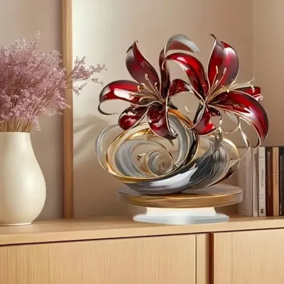 1PCS Red Lily Living Room Decoration Ornament Multifunctional Desktop Decoration Sculpture Office Decoration Holiday Gift