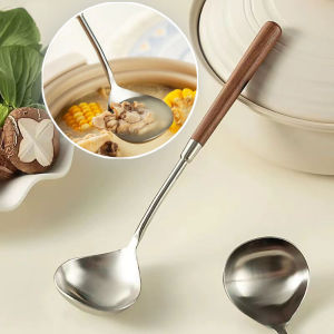 Nhựa giả gỗ xử lý Muỗng Inox muỗng nhà bếp dày Muông ăn sup lẩu muỗng có rãnh