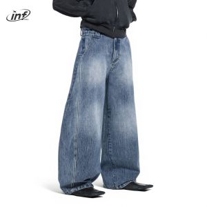 INFLATION brand spray horse chestnut cut curved knife pants autumn new product American style distressed washed denim casual pants for men