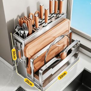 Multifunctional Cutting Board with Knife and Chopstick Organizer