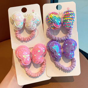 【Fast delivery//New Hair Accessories Hot Sale】Cute Glitter Butterfly Sequin Bow Hair Rope Elastic Hair Band Children Hair Ties Headwear