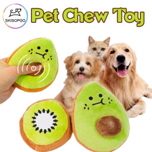 SKISOPGO Pet Chewing Toy Avocado Kiwi Toy Soft Plush Toys Dog Cat Squeaky Sound Toy for Cat Dog Bite Training