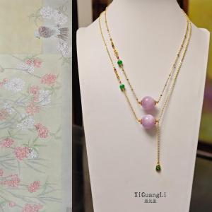 Natural Stone Purple Lithium Glow Necklace Womens Jade Gourd Pure Silver Gold Plated High End Sweater Chain New Chinese Style Lucky Clavicle Chain
