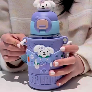450ml Kids Thermal Flask Water Bottle W Straw - 316 Surgical Steel Cute With Sling Children Insulated Vaccum Tumbler
