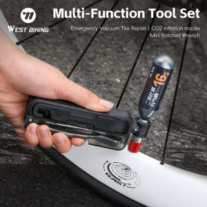 WEST BIKING 15-in-1 Multi-Function Wrench Kit Portable Aluminium Alloy Magnetic Ratchet Wrench Kit Pump Nozzle Bike Repair Tools