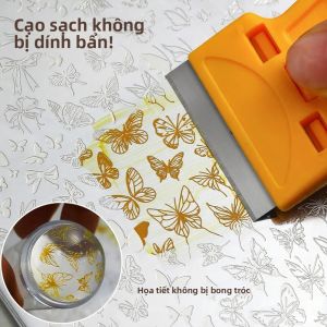 Dụng Cụ Cạo In Hình Móng Tay Bằng Thép Không Gỉ Với Tấm Làm Sạch Có Thể Tháo Rời Và Miếng Dán Keo Dùng Cho Tiệm Làm Móng & Sử Dụng Tại Nhà