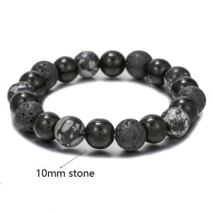 Chuzai Volcanic Rock Crystal Bracelet Couple Style Womens Luxury Minimalist Design Black Obsidian Beads Fashionable Mens Jewelry
