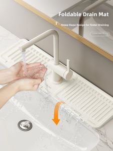 Hourleey | Waterproof Splatter Guard Silicone Pad Adjustable Narrow Edge Washbasin and Sink Water Absorbing Mat