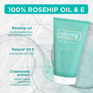 Smooth E Babyface foam สมูทอี เบบี้เฟส โฟมล้างหน้า pH5 เสริมผิวแข็งแรง สำหรับคนผิวมัน เป็นสิว ขนาด 1 Oz. / 2 Oz./ 4 Oz. / 8 Oz. สมูทอี
