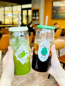 Creative Large Capacity Heat Resistant Glass Juice Cup with Straw for Drinking Water Coffee Milk Home Use High Aesthetic Value