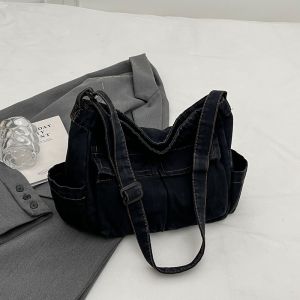 Denim Bag Womens 2024 New Arrival Trendy Casual Shoulder Bag Large Capacity Class Work Clothing Messenger Bag Tote Bag